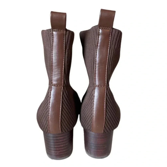 JOlE x REVOLVE | Neely Brown Ribbed Sock Women Ankle Heel Booties Size 8.5 - Picture 4 of 6
